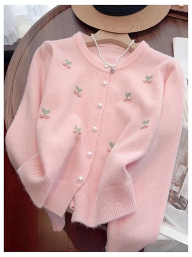 SOLY HUX Women's Cherry Cardigan Sweaters Button Down Long Sleeve Cute Sweet Knit Outerwear Coats3