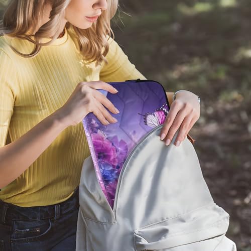 Funda para portátil con flores moradas y mariposas 13-14 pulgadas miniatura 6