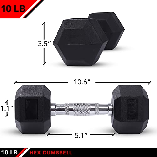 Jfit Rubber Hex Dumbbell, 10 Lb, Single #TOP1