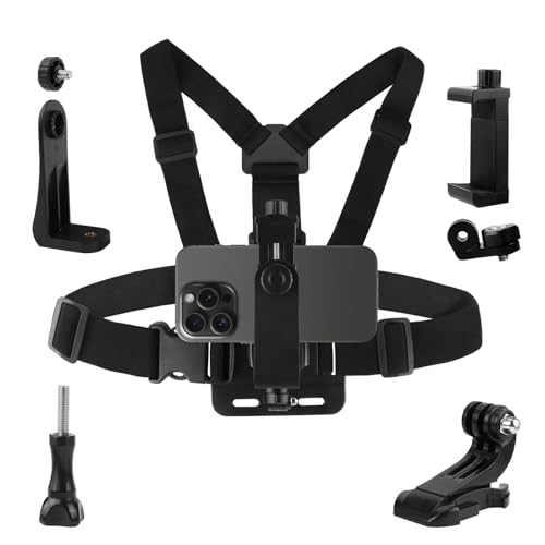 JSMTKJ Harnais de Poitrine Ajustable Support de Sangle de Poitrine pour Téléphone Portable Compatible avec Gopro e Maggior Parte Degli Smartphone
