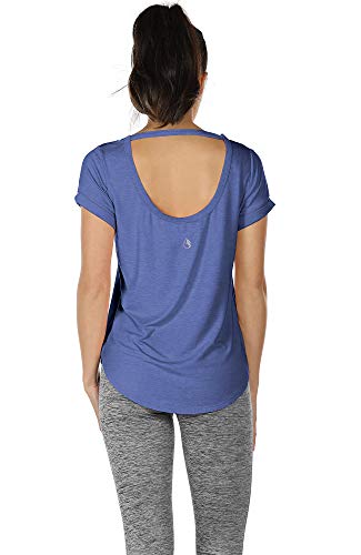 icyzone Dames rugvrij yoga T-shirt korte mouwen sport vrije tijd tops losse casual V-hals shirt, 2-pack - Image 6