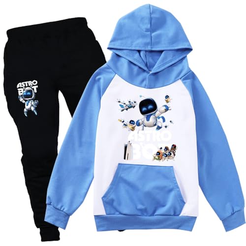 Hzsyc Kids Astro Bot Sweatshirts Tracksuits Boys Girls Astro Bot Jogging Suit 2pcs Outfits Astro Bot Merch (blue,150cm,11 Years,12 Years)