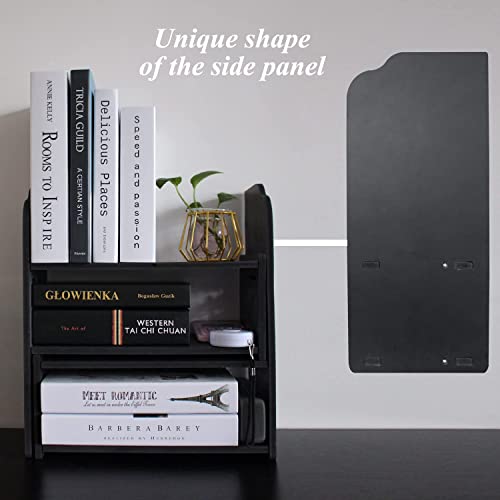 Image of YGYQZ Adjustable PVC Desktop Organizer Storage Rack - Black Desk Shelf for Office, Women, Dormitory & Home Decor