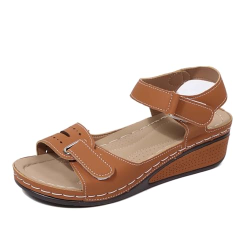 Wesaloes Sandalias Deportivas Ortopedicas para Mujer Plata_forma Zapatos Verano Chanclas Mujer Playa Sandalia de Cuña Comodos Transpirables Playa Trekking Senderismo (Brown, 39)