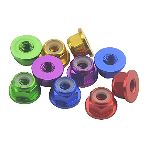Wmycongcong M4-5COLOR-25P 25 Pcs M4 Aluminum Nylon Lock Nuts M4 Flange Nylon Insert Self-Locking Nut thumb #3