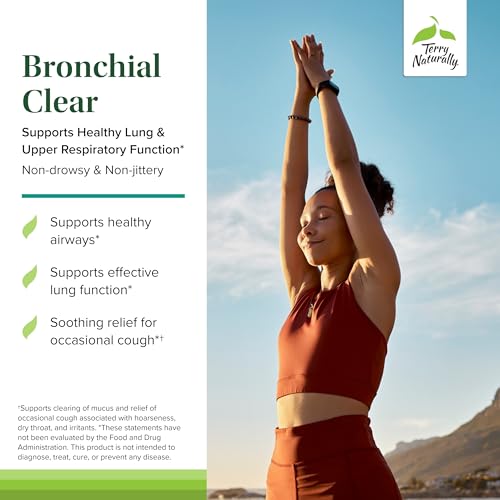 Terry Naturally Bronchial Clear - 90 Tablets - Soothing Lung & Upper Respiratory Function Support Supplement, Non-Drowsy, Non-Jittery - Non-GMO, Gluten-Free - 90 Servings