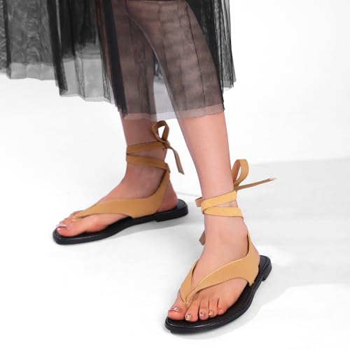 Black Ankle Strappy Thong Sandals for Women Cute Suede Flat Sandals Ladies Summer Dressy Beach Flip Flops Sandals3