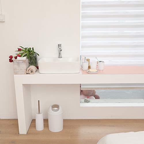 YCOCO Bathroom Accessories Set,6 Pcs Plastic Bathroom Accessories,Toothbrush Holder,Mouthwash Cup,Soap Dispenser,Soap Dish,Toilet Brush,Trash Can,White