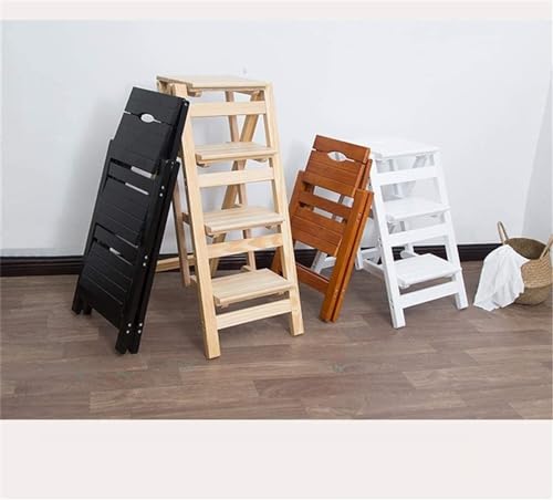 Taburete de madera maciza con estante de almacenamiento y diseño plegable 6