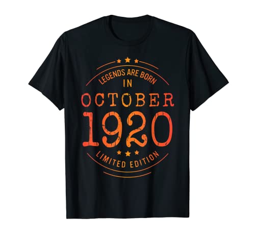 Cumpleaños Octubre 1920 Edición Limitada Regalo Used Vintage Camiseta