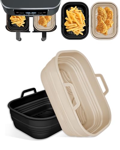 2-Pack Collapsible Air Fryer Silicone Liners for Ninja Foodi Dual Basket