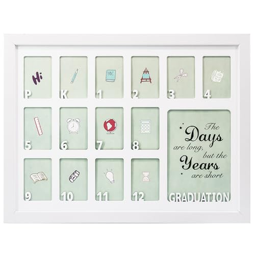 GMFrames School Days Photo Frames Prek-12x16 for Pre-School & Kindergarten to 12th Grade White