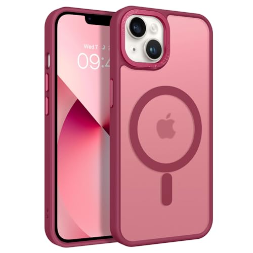 Coque iPhone 14 antichoc mate bordeaux : protégez votre écran des chutes Magsafe