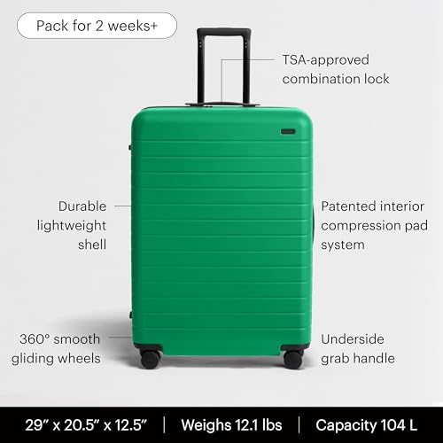 Image of Away Amazon Exclusive Large Checked Luggage - 29-Inch Lightweight Hardside Suitcase with Four WhisperGlide 360 Spinner Wheels, Interior Compression System, TSA-Accepted Lock - Palm Green