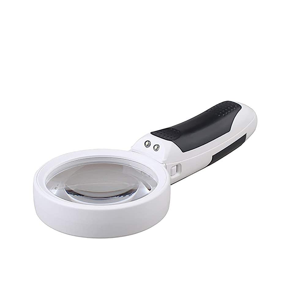 asdchZen Magnifying Glass,Led Large Handheld Modes 10X Reading For Seniors Low Books Pages Magazines Newspapers Maps Jewelry Magnifier/White