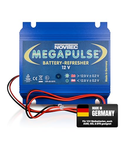 Novitec® Megapulse 12V Batteriepulser | Verlängert Batterielebensdauer & verbessert Ladeleistung | Für Bleibatterien AGM, Gel & EFB | Auto, Wohnmobil, Motorrad & LKW | Made in Germany