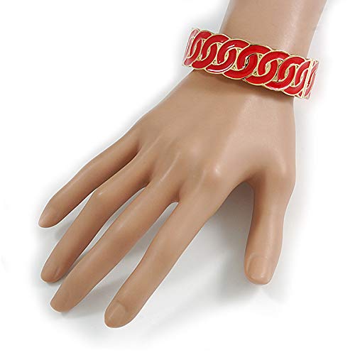 Jonc entrelacé émail rouge de qualité supérieure par Avalaya - 2