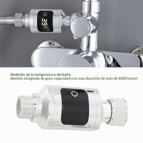 Haofy Termómetro de pantalla LED digital impermeable de acero inoxidable, termómetro de ducha, monitor de temperatura del agua del grifo con tuerca de 1/2 pulgada para el hogar, baño, bañera, cocina