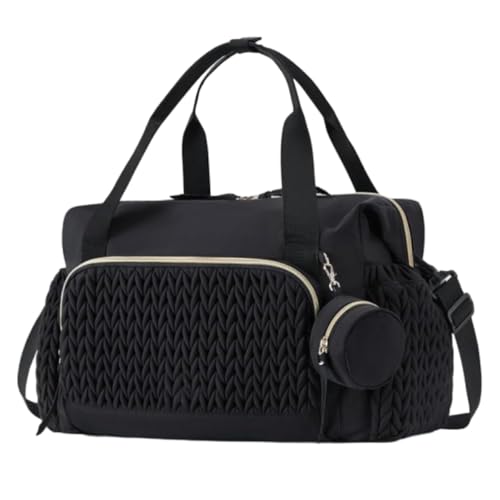 BaoT8YLu Bolso cambiador multifuncional de gran capacidad, bolso de hombro con estuche para chupetes para maternidad y bebé, bolso cambiador, bolsa de viaje, playa, Negro