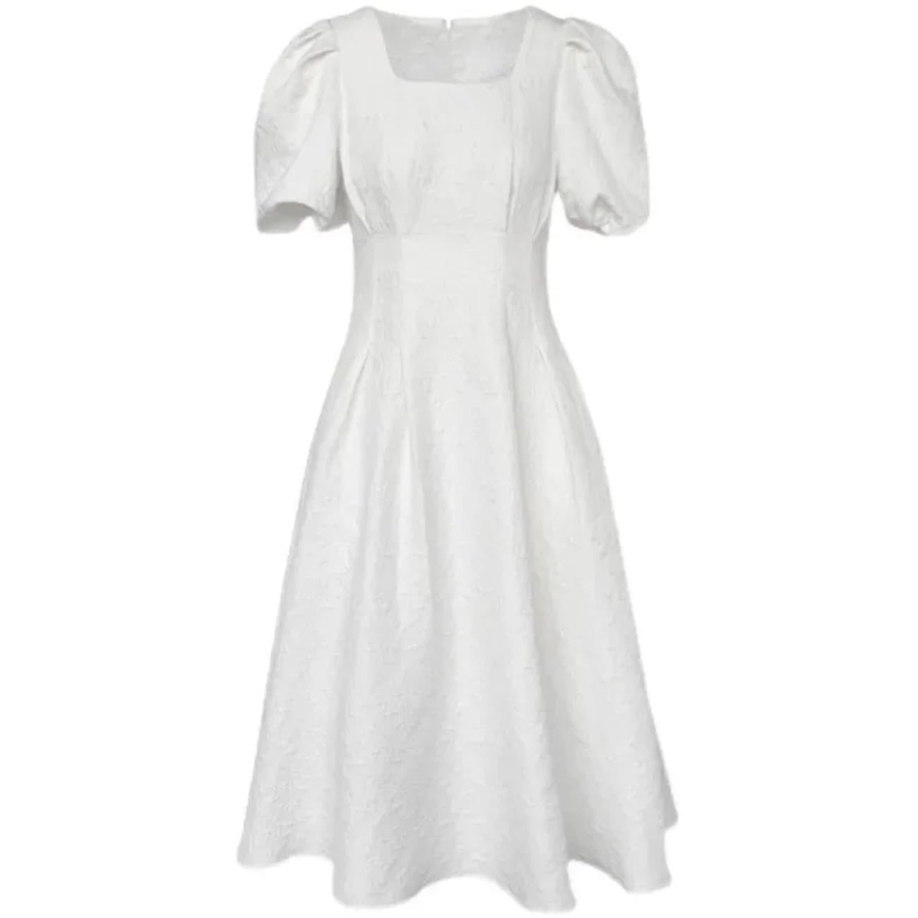 Abito lungo bianco da donna in stile francese con colletto quadrato estivo Plus Size elegante dimagrante abito