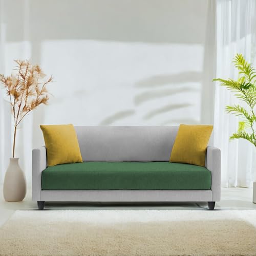 Image of Casaliving Dominic 2 Seater Sofa Set for Living Room (Green Grey Fabric) Premium Fabric Sofa