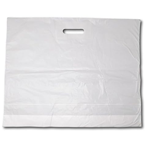 EPOSGEAR® 100 Extra Large 22" x 18" x 3" Very Strong Plain White Patch Handle Gift Retail Shopping Plastic Carrier Bags Cover