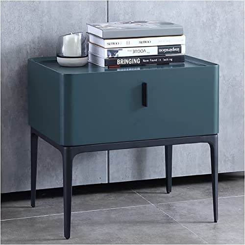 Table de chevet grise et verte 50x50x40cm avec tiroir de rangement pour chambre