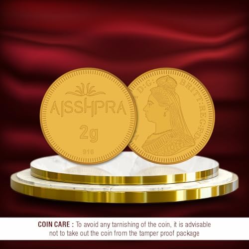 Aisshpra 22K (916) Gold Coin | Bar, Bullion | Certified Purity with Gift Box | Ideal for Diwali, Dhanteras, Akshaya Tritiya, Wedding Gifting & Investment