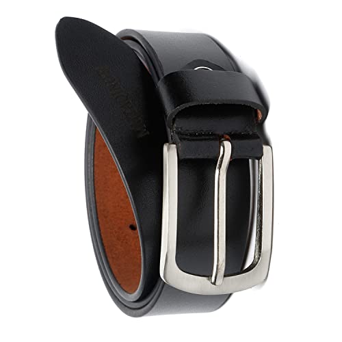MUTAQINOTI Men's Black Genuine Leather Belt 1.25 inch (35mm) Hand...
