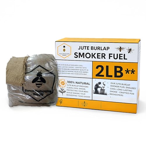 Hive Bee Smoker Fuel for Beekeeping | Jute Burlap Smoker Fuel, 2 Pound Bag Lights Easily with Match or Lighter | Long Continuous Burn | Produces Light, Cool Smoke |