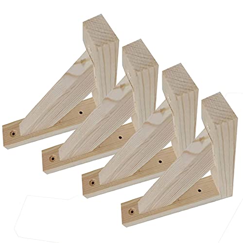 4X Soporte Triangular De Madera Maciza, Soporte De Estante De Pino Natural,Escuadras Para Estanterias Montado En La Pared, 15/18/20/25/30/35/40 Cm, Para Sala De Estar, Cocina, Dormitorio, Comedor