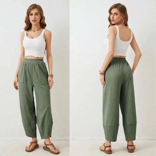 Womens Baggy Wide Leg Pants Casual Elastic Waisted Palazzo Harem with Pockets Sweatpants Women's Loose Wide-Leg Bottom3
