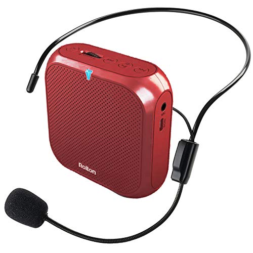 ROLTON ポータブル拡声器 イベント用スピーカー ハンズフリー 音楽再生可能 マイク付き USBメモリー&microSDカード対応 日本語取扱書と保証書付き イベント・講演・説明会などに最適!! (レッド)