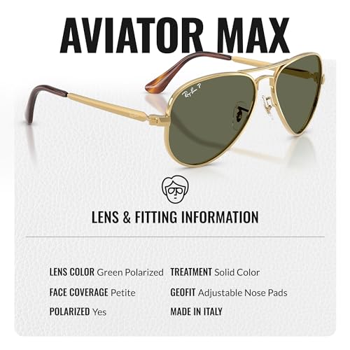 Image of Ray-Ban RB3925 AVIATOR MAX Pilot Shaped Sunglasses for Men & Women with Official RAYBAN Eyewear Kit - Classic Timeless Design
