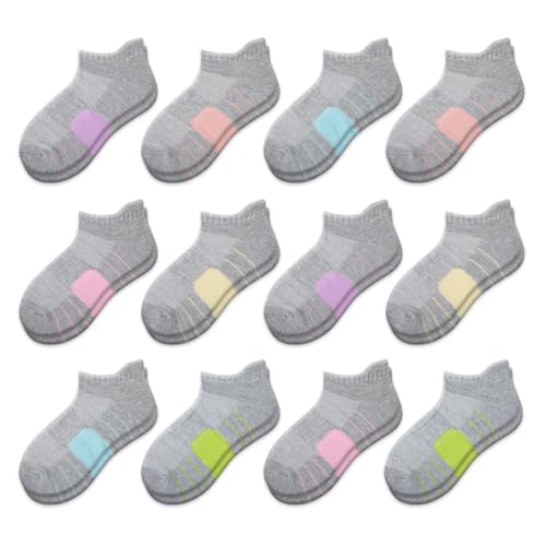 Consejos para Comprar Calcetines cortos para Niña . 46 Comfoex - 12 pares de calcetines deportivos para niñas, de corte bajo con suela acolchada para niños pequeños de 4-6, 6-8, 8-10 años, 12 Pares, Gris, 8-10 Años