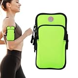 Handytasche Sport Handyhalter für den Arm, leichtes Sportarmband für Handy Smartphone iPhone, Samsung , mit Kartenhalter und Schlüsselfach, perfektes Handy Armband Joggen universal und sicher (Grün)