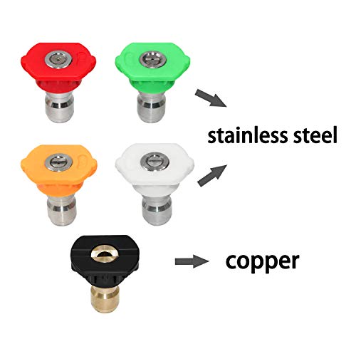 Edou Direct Pressure Washer Spray Nozzle Tips 5-Pack Multiple Degrees (0°/15°/25°/40°/Soap) | 1/4" Quick Connect | 5,000 Psi Max Working Pressure | 3.0 Gpm Max Flow #TOP1