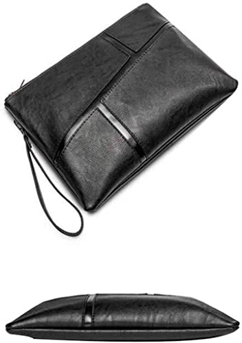Men's Clutch Bag,Fashion Leather Handbag PU Leather Bag Classic Black Large Capacity Envelope Bag3