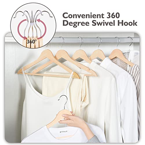 Edergoo Wood Hangers 30 Pack, Non-Slip Wooden Hangers With 360° Swivel Hook & Notches thumb #4