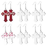 12 Pieces Sublimation Blank Earrings, Sublimation Printing Earrings Unfinished Cross Heat Transfer Earring Pendant with Earring Hooks for Jewelry DIY Making