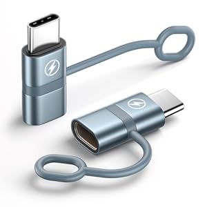 Lightning auf USB C Adapter 2Stück, Adapter Lightning auf USB C für PD Schnellladung Laden mit Anti Verlust Seil Apple adapter Type-C für iPhone 16/15,Galaxy S25/S24/S23/S22,MacBook Pro/Air,iPad,Pixel