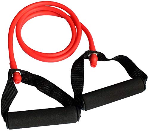 Toweter Pilates Fitness-Tube Elastica di Resistenza per Fitness con Maniglie (Rosso)