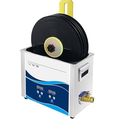 Limpiador ultrasónico de discos de vinilo, tanque de desgasificación de 6,5 L que elimina el polvo y los estallidos de discos de 7/12 pulgadas con calor ajustable y temporizador para una restauración