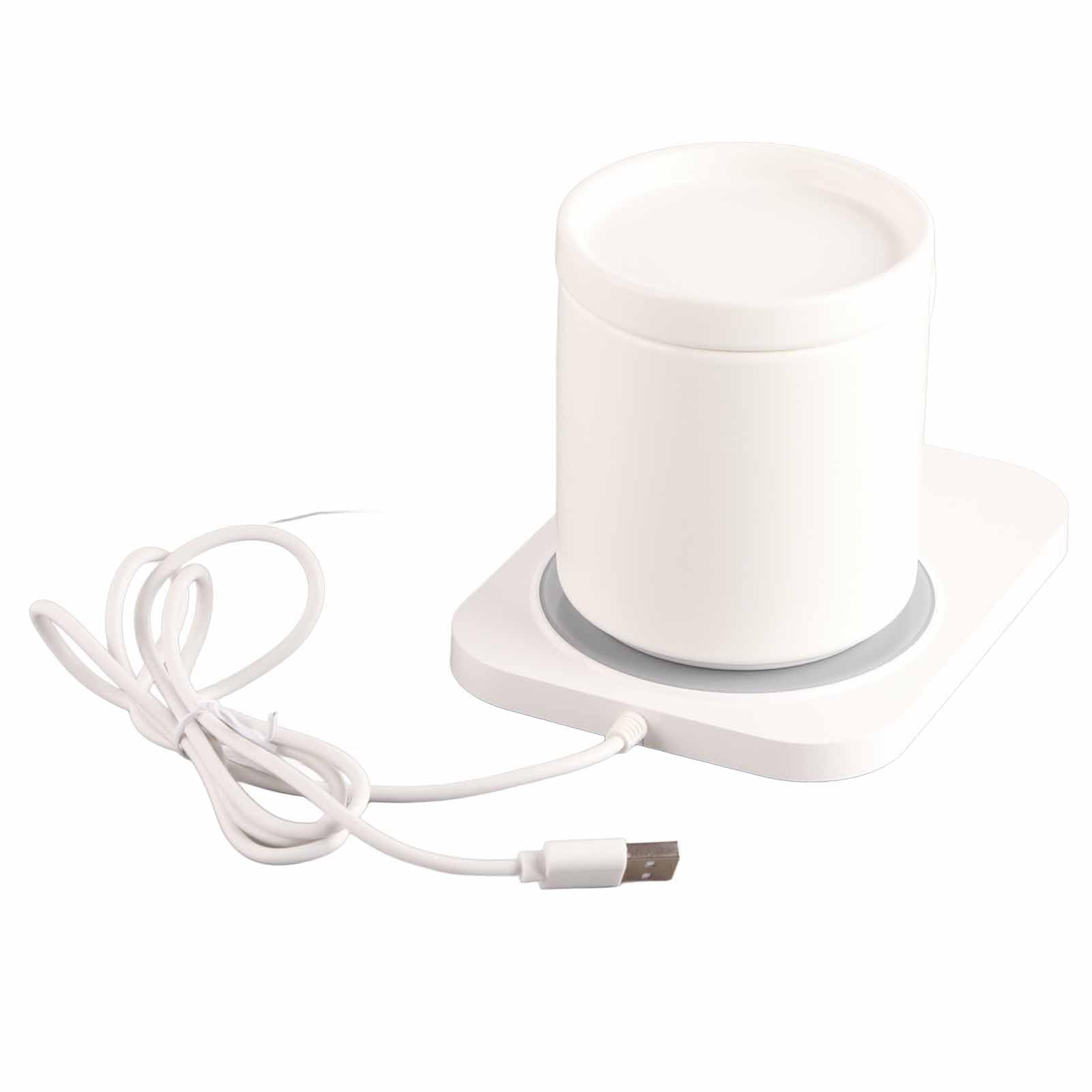 Podgrzewacz do kubka na kubek USB z 3 ustawieniami temperatury Szybkie ogrzewanie do biurka domowego Użyj Abs Ceramika Materiał 15 W Zasilanie (Biały)