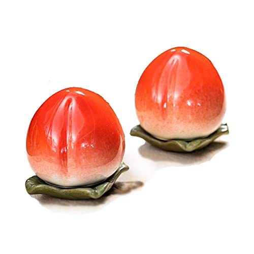 Image of Liang baobao 2pcs Mini Tea Storage Containers Ceramic Longevity Peach Jar for Tea Coffee Food Herb Candy Chocolate Sugar Spices birthday Longevity good luck