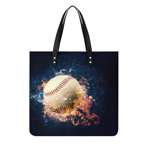 Sac à main motif balle de baseball enflammée avec anses larges confortables