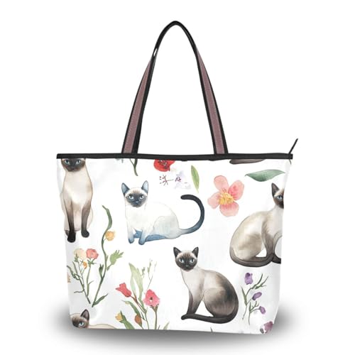 Sac en soie blanc motif chats siamois d'une élégance rare
