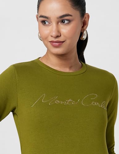Image of Monte Carlo Embroidered Cotton Blend Round Neck Womens Sweatshirt