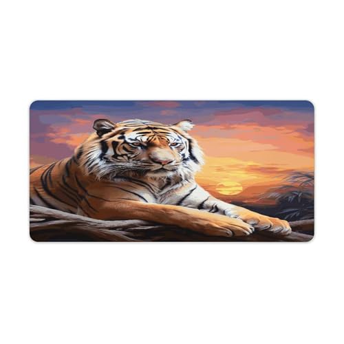 Alfombrilla de Escritorio Grande Tiger Colorful Sunset de Goma