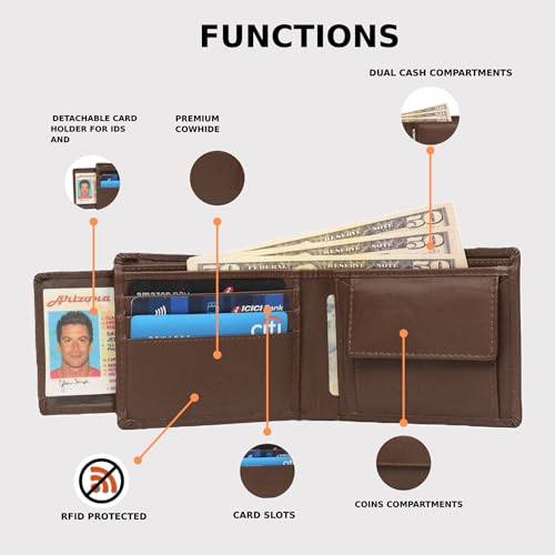 Wallet for Men Genuine Leather RFID Blocking Detachable card holder | Durable and Secure Extra Capacity Gift for Him2